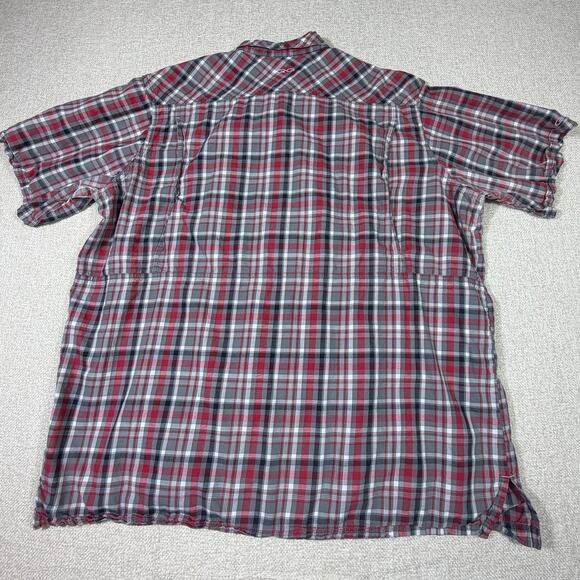 Game Guard Men 2XL Black Red Plaid Short Sleeve Button Up Texas Tech Shirt Logo - Picture 2 of 8